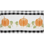 Annie Black Check Farmhouse Fall Harvest Pumpkin Patch Lumbar Throw Pillow 14x22 (2 Piece Buy One, Get One Free Bundle)