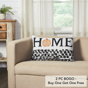 Annie Black Buffalo Check Pumpkin Ruffle Accent Pillow 14x22 Farmhouse Fall Home Decor (2 Piece Buy One, Get One Free Bundle)