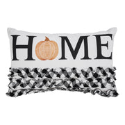 Annie Black Buffalo Check Pumpkin Ruffle Accent Pillow 14x22 Farmhouse Fall Home Decor (2 Piece Buy One, Get One Free Bundle)