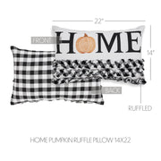 Annie Black Buffalo Check Pumpkin Ruffle Accent Pillow 14x22 Farmhouse Fall Home Decor (2 Piece Buy One, Get One Free Bundle)