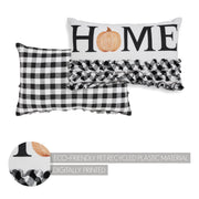 Annie Black Buffalo Check Pumpkin Ruffle Accent Pillow 14x22 Farmhouse Fall Home Decor (2 Piece Buy One, Get One Free Bundle)
