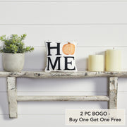 Farmhouse Fall Black & White Buffalo Check Pumpkin Accent Pillow 6x6 Inch (2 Piece Buy One, Get One Free Bundle)