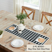 Annie Black Check Buffalo Plaid Pumpkin Harvest Table Runner Farmhouse Fall Holiday Kitchen Dining Home Decor, 12x36 Inches (2 Piece Buy One, Get One Free Bundle)