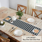 Farmhouse Black White Buffalo Plaid Pumpkin Table Runner 12x48 Inch Fall Autumn Harvest Kitchen Dining Decor (2 Piece Buy One, Get One Free Bundle)