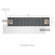 Annie Black Gingham Check Pumpkin Table Runner 12x60, Fall Harvest Farmhouse Kitchen Decor (2 Piece Buy One, Get One Free Bundle)