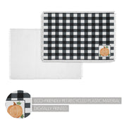 Annie Farmhouse Fall Black Check Pumpkin Placemat Set of 2 Autumn Harvest Table Linens 13x19 (4 Piece Buy One, Get One Free Bundle)