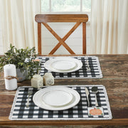 Annie Farmhouse Fall Black Check Pumpkin Placemat Set of 2 Autumn Harvest Table Linens 13x19 (4 Piece Buy One, Get One Free Bundle)