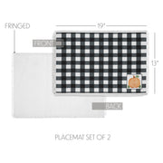 Annie Farmhouse Fall Black Check Pumpkin Placemat Set of 2 Autumn Harvest Table Linens 13x19 (4 Piece Buy One, Get One Free Bundle)