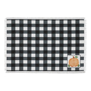 Annie Farmhouse Fall Black Check Pumpkin Placemat Set of 2 Autumn Harvest Table Linens 13x19 (4 Piece Buy One, Get One Free Bundle)