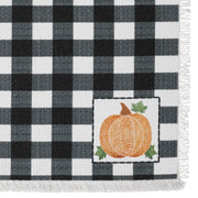 Annie Farmhouse Fall Black Check Pumpkin Placemat Set of 2 Autumn Harvest Table Linens 13x19 (4 Piece Buy One, Get One Free Bundle)