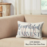 Pumpkin Harvest Fall Decorative Throw Pillow 9.5x14 Inch Lumbar Accent Autumn Farmhouse Home Decor (2 Piece Buy One, Get One Free Bundle)