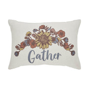 Bountifall Gathered Floral Lumbar Pillow 9.5x14, Decorative Farmhouse Accent Cushion (2 Piece Buy One, Get One Free Bundle)