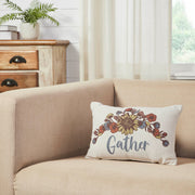 Bountifall Gathered Floral Lumbar Pillow 9.5x14, Decorative Farmhouse Accent Cushion (2 Piece Buy One, Get One Free Bundle)