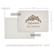Bountifall Autumn Blessings Farmhouse Fall Harvest Cotton Placemat Set of 2, 13x19 (4 Piece Buy One, Get One Free Bundle)