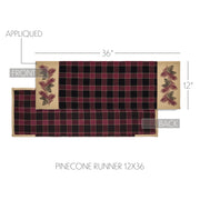 Connell Rustic Lodge Farmhouse Pinecone Fabric Table Runner 12x36 Inch Home Decor (2 Piece Buy One, Get One Free Bundle)