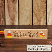Halloween Trick or Treat Candy CornWall Decor Sign Festive Fall Accent (2 Piece Buy One, Get One Free Bundle)