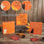 Halloween Fraidy CatDecorative Blocks Boo You Cant Scare Me Humorous Tabletop Shelf Sitter Set of 3 (6 Piece Buy One, Get One Free Bundle)