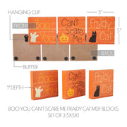 Halloween Fraidy CatDecorative Blocks Boo You Cant Scare Me Humorous Tabletop Shelf Sitter Set of 3 (6 Piece Buy One, Get One Free Bundle)