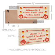 Halloween Carnival Theme Spooky FunhouseWood Wall Decor Sign 7x16x1 Inch Seasonal Party Decoration (2 Piece Buy One, Get One Free Bundle)