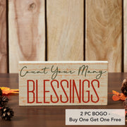Count Your Blessings Inspirational Cream Wood Sign 5x10 Inch Farmhouse Wall Decor Plaque (2 Piece Buy One, Get One Free Bundle)