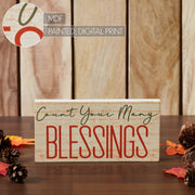 Count Your Blessings Inspirational Cream Wood Sign 5x10 Inch Farmhouse Wall Decor Plaque (2 Piece Buy One, Get One Free Bundle)