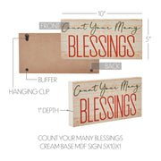 Count Your Blessings Inspirational Cream Wood Sign 5x10 Inch Farmhouse Wall Decor Plaque (2 Piece Buy One, Get One Free Bundle)