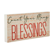 Count Your Blessings Inspirational Cream Wood Sign 5x10 Inch Farmhouse Wall Decor Plaque (2 Piece Buy One, Get One Free Bundle)