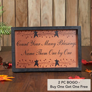 Count Your Many Blessings Inspirational Rustic FarmhouseWood Wall Sign Plaque with Vine & Stars Decorative Home Art 9x14x1.5 Inches (2 Piece Buy One, Get One Free Bundle)
