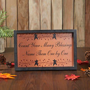 Count Your Many Blessings Inspirational Rustic FarmhouseWood Wall Sign Plaque with Vine & Stars Decorative Home Art 9x14x1.5 Inches (2 Piece Buy One, Get One Free Bundle)