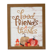 Food, Friends, Thanks Farmhouse Wall Decor Sign 12x10 Rustic Kitchen & Dining Room Inspirational Art Plaque (2 Piece Buy One, Get One Free Bundle)