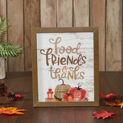 Food, Friends, Thanks Farmhouse Wall Decor Sign 12x10 Rustic Kitchen & Dining Room Inspirational Art Plaque (2 Piece Buy One, Get One Free Bundle)