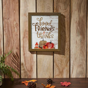 Food, Friends, Thanks Farmhouse Wall Decor Sign 12x10 Rustic Kitchen & Dining Room Inspirational Art Plaque (2 Piece Buy One, Get One Free Bundle)