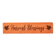 Harvest Blessings Autumn Fall LeavesWood Sign Rustic Home Wall Decor Thanksgiving Seasonal Plaque 2.75x13 Inch (2 Piece Buy One, Get One Free Bundle)
