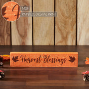 Harvest Blessings Autumn Fall LeavesWood Sign Rustic Home Wall Decor Thanksgiving Seasonal Plaque 2.75x13 Inch (2 Piece Buy One, Get One Free Bundle)
