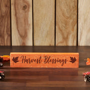Harvest Blessings Autumn Fall LeavesWood Sign Rustic Home Wall Decor Thanksgiving Seasonal Plaque 2.75x13 Inch (2 Piece Buy One, Get One Free Bundle)