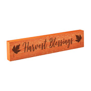 Harvest Blessings Autumn Fall LeavesWood Sign Rustic Home Wall Decor Thanksgiving Seasonal Plaque 2.75x13 Inch (2 Piece Buy One, Get One Free Bundle)