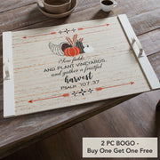 Farmhouse Wooden Noodle Board Stove Top Cover Psalm 107:37 Harvest Kitchen Decor 21.5x29.5 Inches (2 Piece Buy One, Get One Free Bundle)