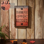 Natural Shiplap Farmhouse Wall Sign Thankful Grateful Blessed Inspirational Home Decor 13x9 Inch (2 Piece Buy One, Get One Free Bundle)