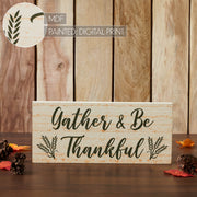 Farmhouse Fall Gather & Be Thankful Wheat Stalks Wall Sign, Rustic Autumn Thanksgiving Home DecorPlaque, 7x16 Inches (2 Piece Buy One, Get One Free Bundle)