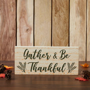 Farmhouse Fall Gather & Be Thankful Wheat Stalks Wall Sign, Rustic Autumn Thanksgiving Home DecorPlaque, 7x16 Inches (2 Piece Buy One, Get One Free Bundle)