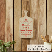 Thankful This & Every Season Farmhouse Rustic WoodCutting Board Wall Decor Sign 18.5 Inch (2 Piece Buy One, Get One Free Bundle)