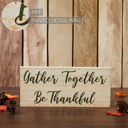 Gather Together Be Thankful Thanksgiving Fall FarmhouseWall Sign Green Cream 7x16 (2 Piece Buy One, Get One Free Bundle)