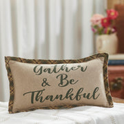 Harvest Blessings Gather & Be Thankful Fall Farmhouse Decorative Accent Pillow, Autumn Thanksgiving Home Decor, 7x13 (2 Piece Buy One, Get One Free Bundle)
