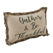 Harvest Blessings Gather & Be Thankful Fall Farmhouse Decorative Accent Pillow, Autumn Thanksgiving Home Decor, 7x13 (2 Piece Buy One, Get One Free Bundle)