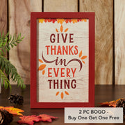 Rustic Farmhouse Give Thanks Wall Sign Autumn Leaves Fall Thanksgiving Home Decor Plaque 12x8 Inch (2 Piece Buy One, Get One Free Bundle)
