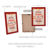 Rustic Farmhouse Give Thanks Wall Sign Autumn Leaves Fall Thanksgiving Home Decor Plaque 12x8 Inch (2 Piece Buy One, Get One Free Bundle)