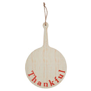 Farmhouse Rustic Thankful RoundWood Decorative Cutting Board Sign 19x12 Inch Fall Thanksgiving Kitchen Wall Art (2 Piece Buy One, Get One Free Bundle)