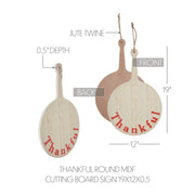 Farmhouse Rustic Thankful RoundWood Decorative Cutting Board Sign 19x12 Inch Fall Thanksgiving Kitchen Wall Art (2 Piece Buy One, Get One Free Bundle)