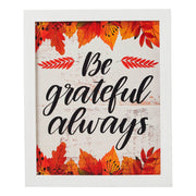 Be Grateful Always Fall Leaves Wall Decor Sign 12x10 Inch Rustic Autumn Harvest Farmhouse Inspirational Plaque (2 Piece Buy One, Get One Free Bundle)
