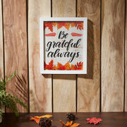 Be Grateful Always Fall Leaves Wall Decor Sign 12x10 Inch Rustic Autumn Harvest Farmhouse Inspirational Plaque (2 Piece Buy One, Get One Free Bundle)